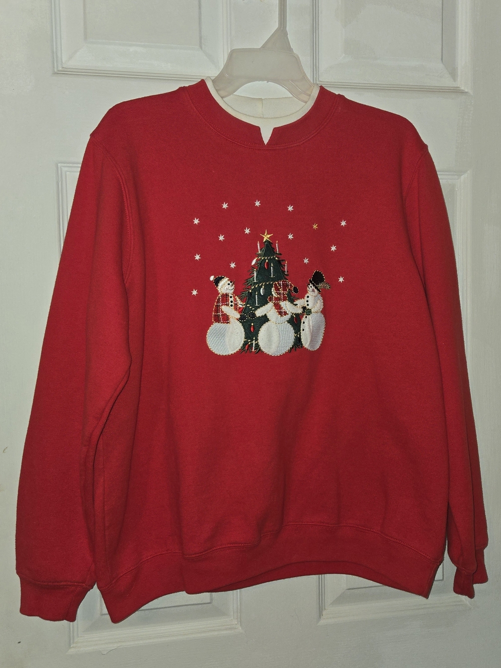 Baxter & Wells Women's Red Snowman & Tree Crewneck Sweatshirt SZ Large